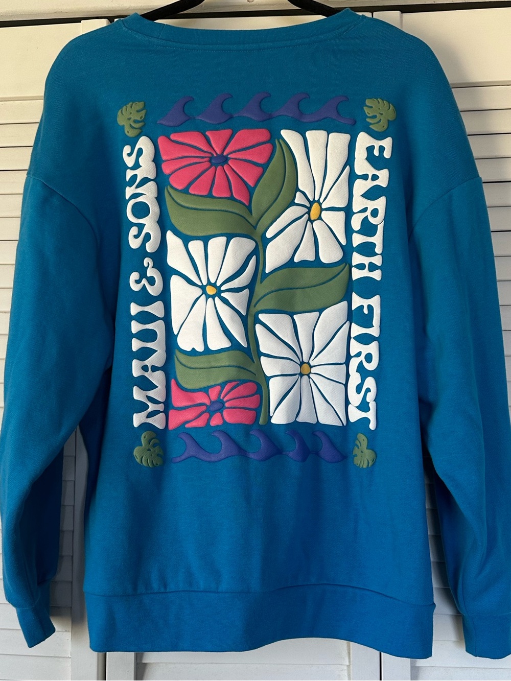 Maui and Sons Bright Teal Logo Tag Sweatshirt